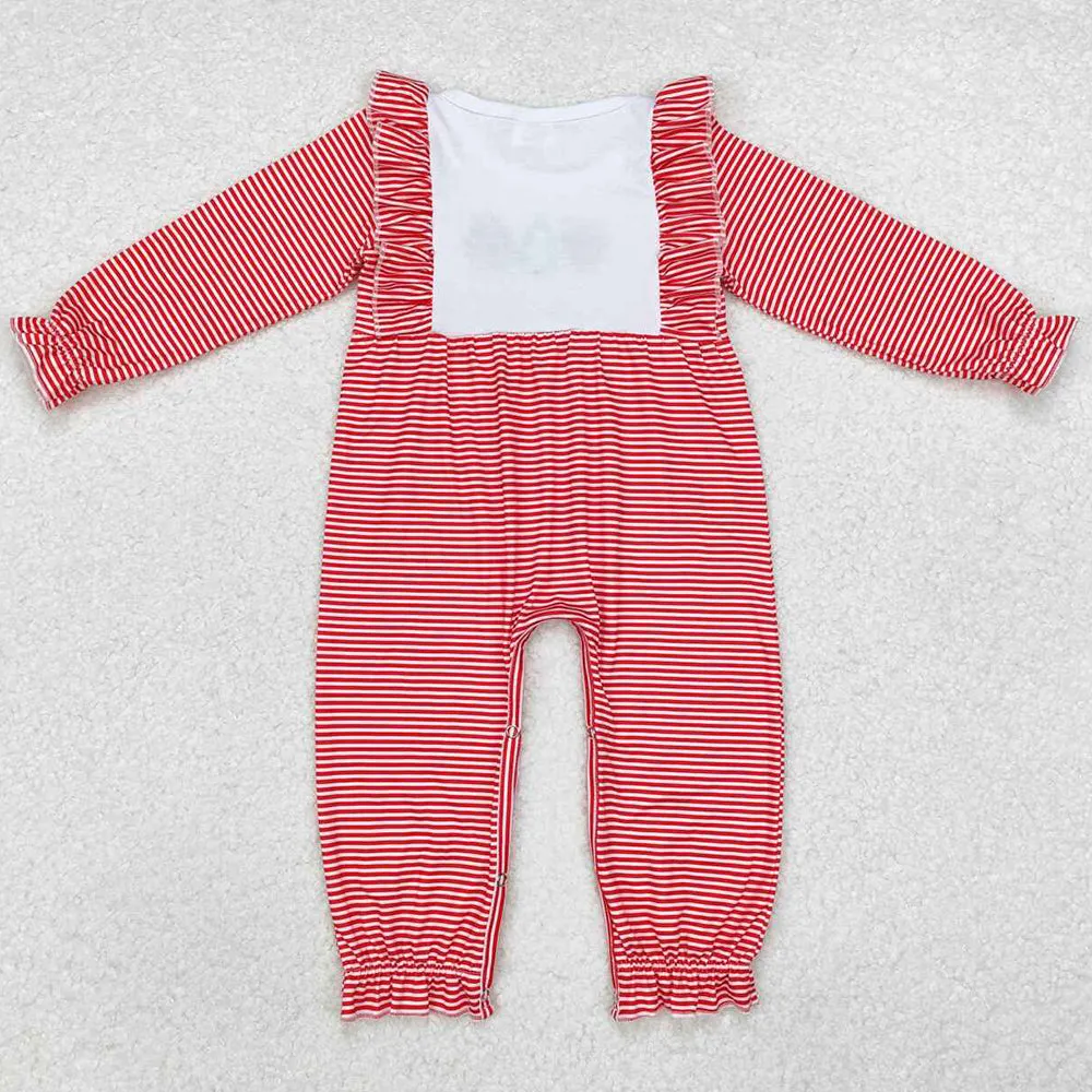 Baby Infant Girls Rompers Christmas Red Stripes Santa Deer Tree Rompers LR1588