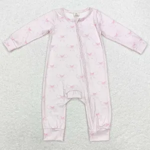 Baby Infant Girls Rompers Pink Bows Zip Rompers LR1579