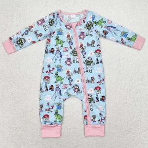 Baby Infant Girls Rompers Pink Zip Bamboo Rompers LR0987