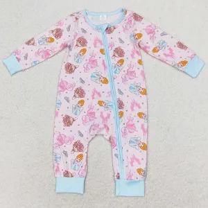 Baby Infant Girls Rompers Princess Pink Zip Bamboo Rompers LR0990