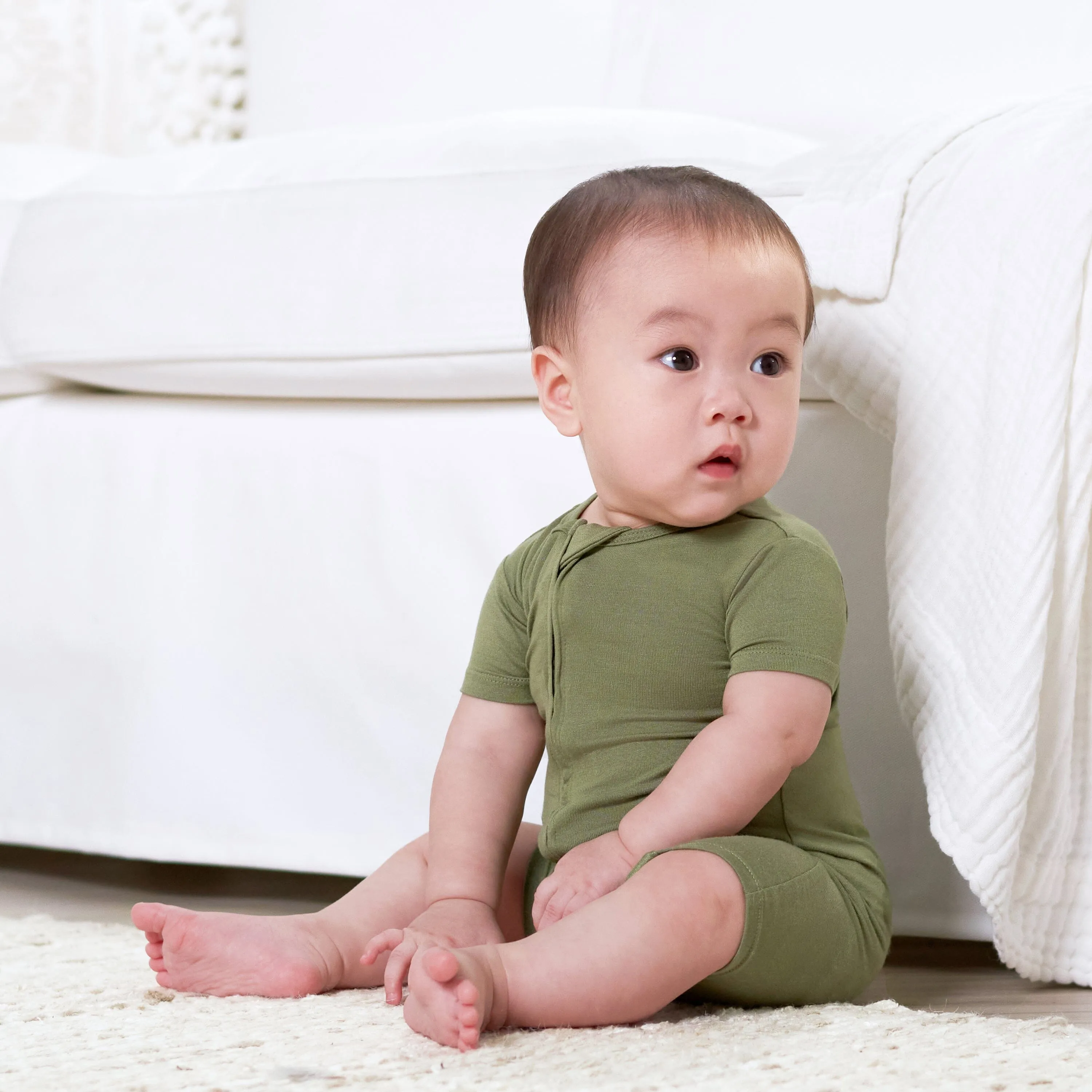 Baby Moss Buttery Soft Viscose Made from Eucalyptus Snug Fit Romper