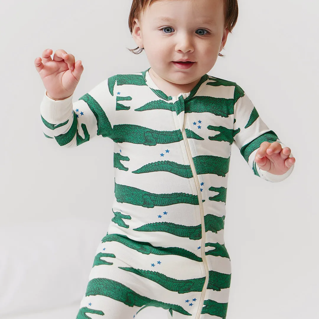 Baby Organic Romper - Crocodile Stars