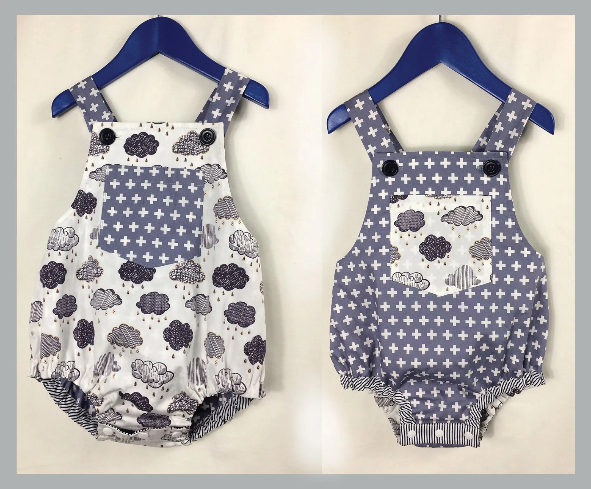 Baby Romper PDF Sewing Pattern, DIMPLES baby boy & girl sunsuit/romper, sizes 3 months - 3 years