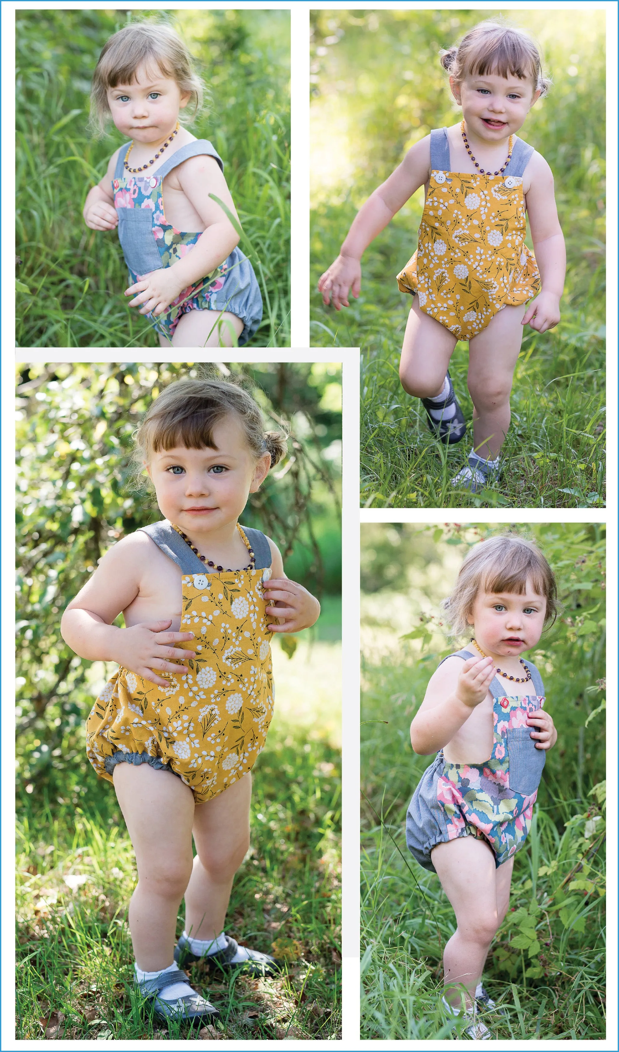 Baby Romper PDF Sewing Pattern, DIMPLES baby boy & girl sunsuit/romper, sizes 3 months - 3 years