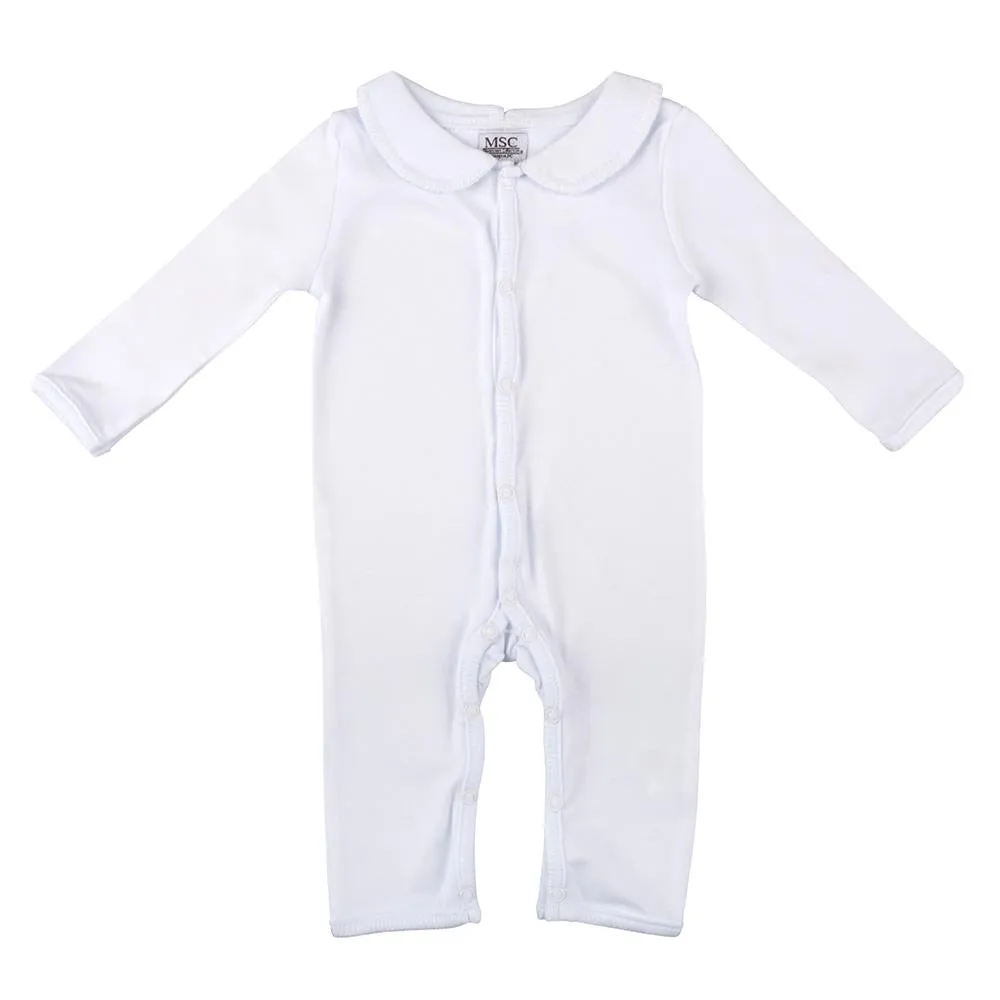 Baby Romper, White Stitched Trim