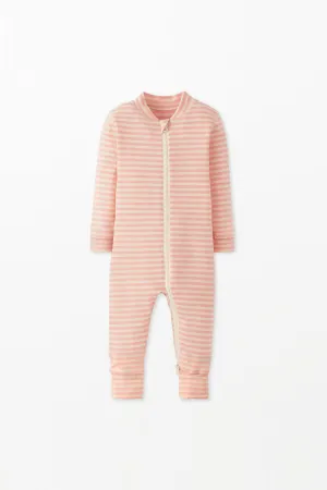 Baby Striped Zip Sleeper (Blush)