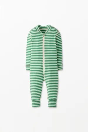 Baby Striped Zip Sleeper (Green)