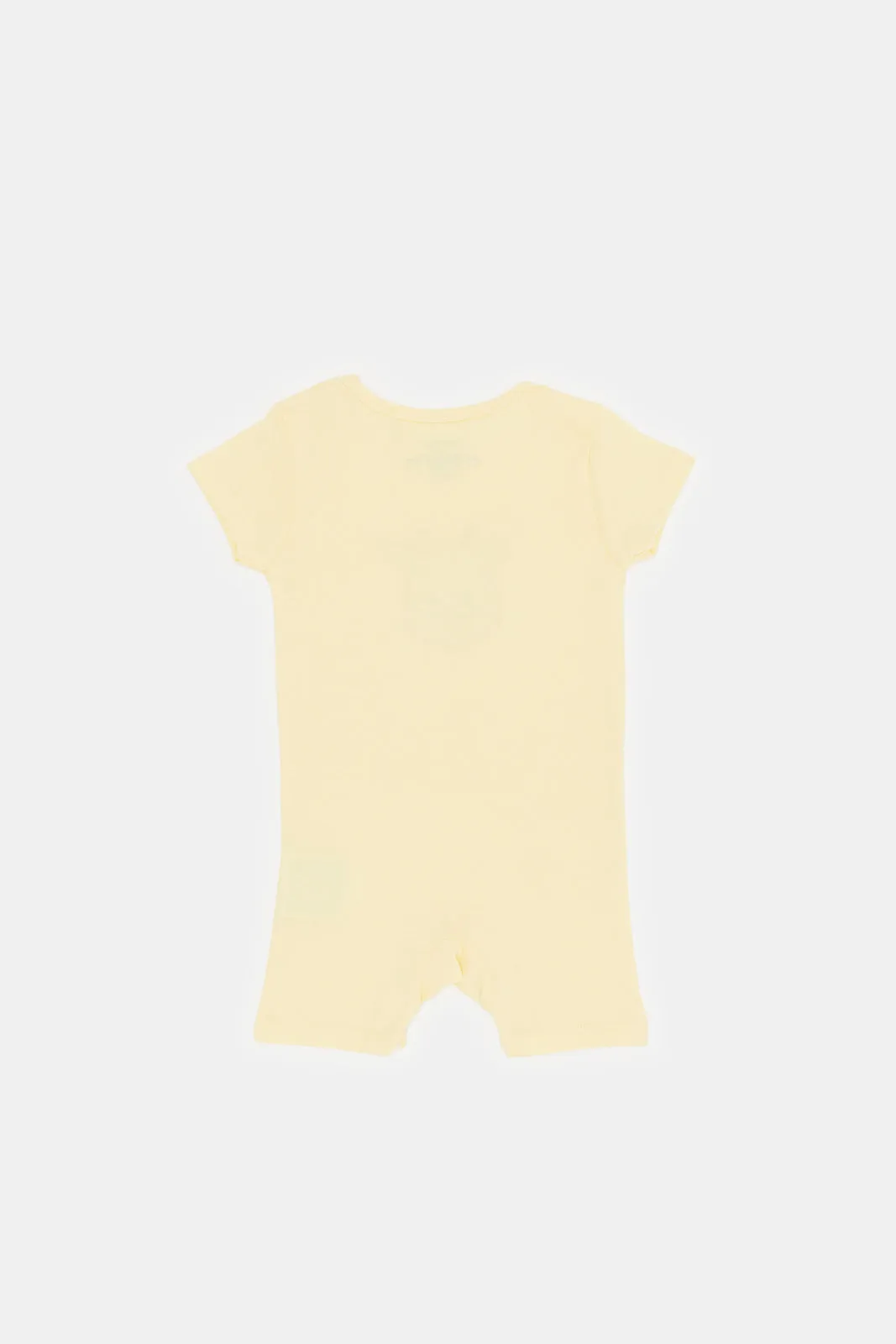 Baby Yellow Short Sleeve Romper With Applique