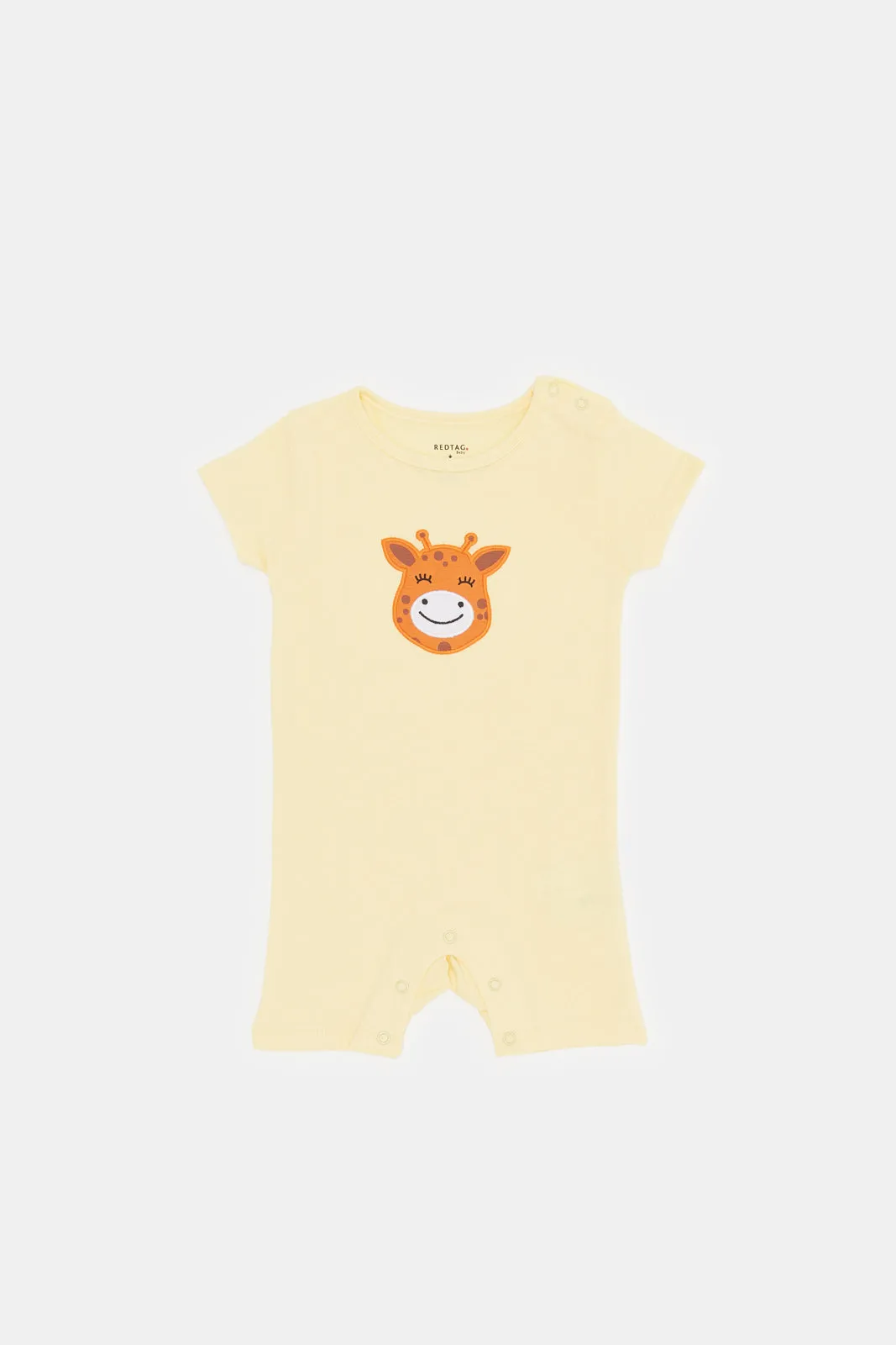 Baby Yellow Short Sleeve Romper With Applique