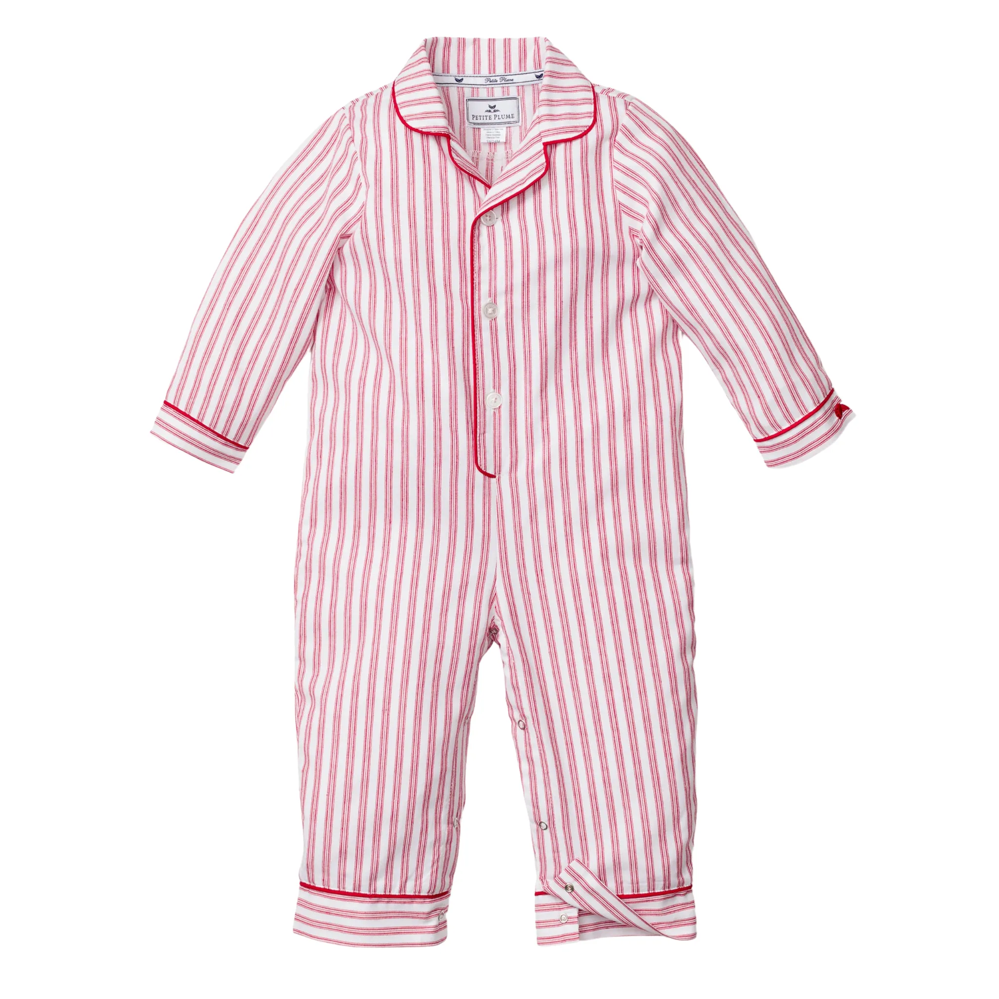 Baby's Twill Romper in Antique Red Ticking