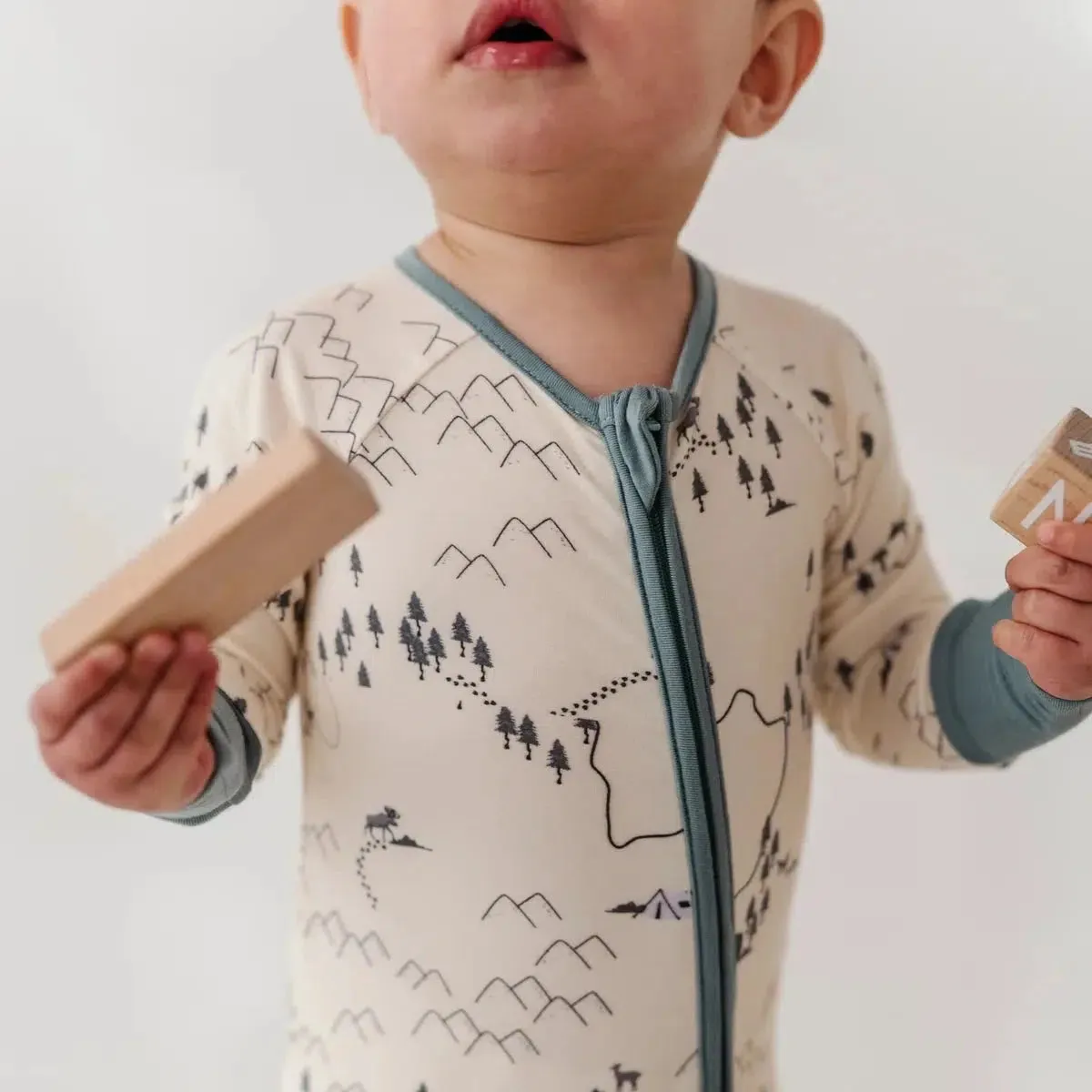 Babysprouts - Footless Romper - Woodland Map