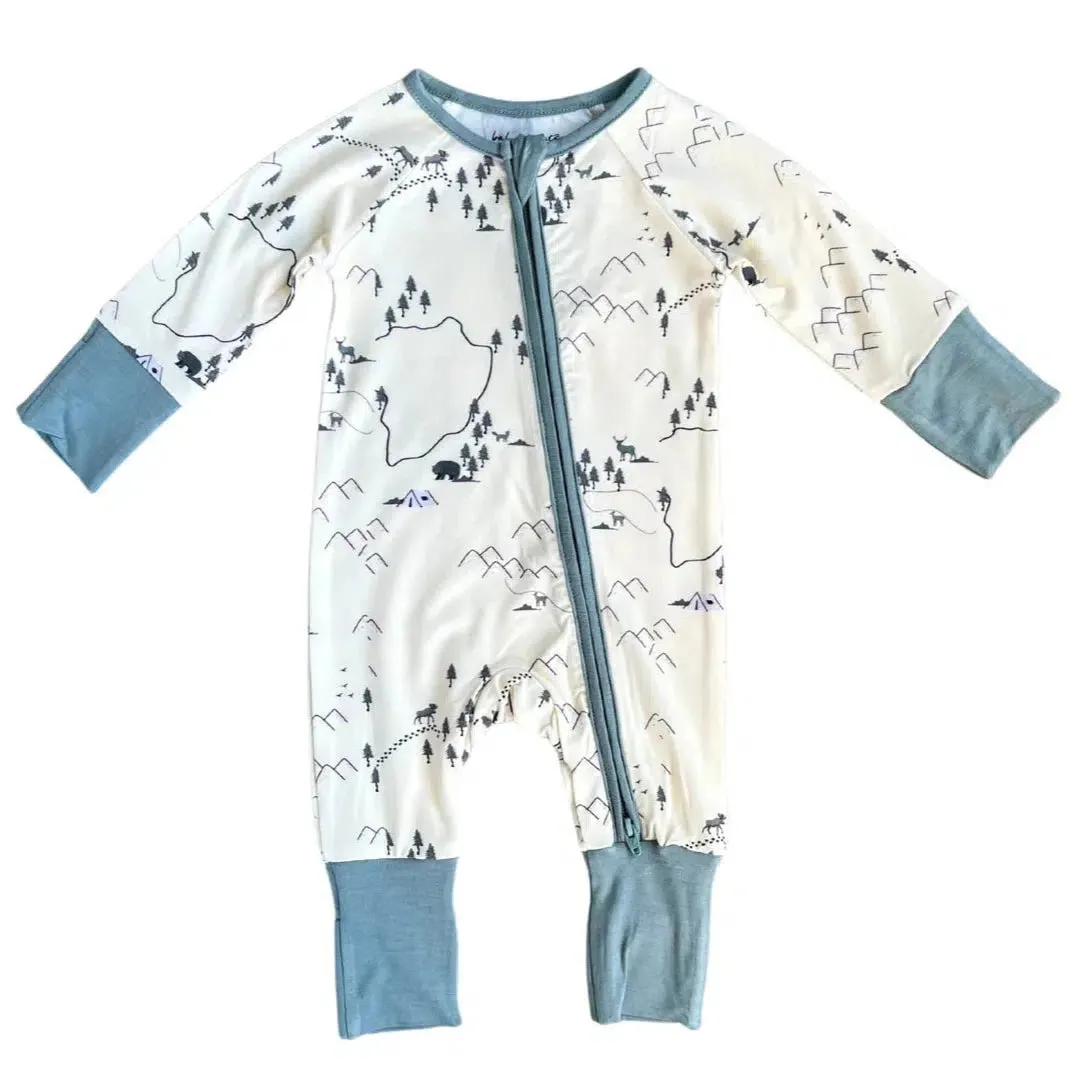 Babysprouts - Footless Romper - Woodland Map