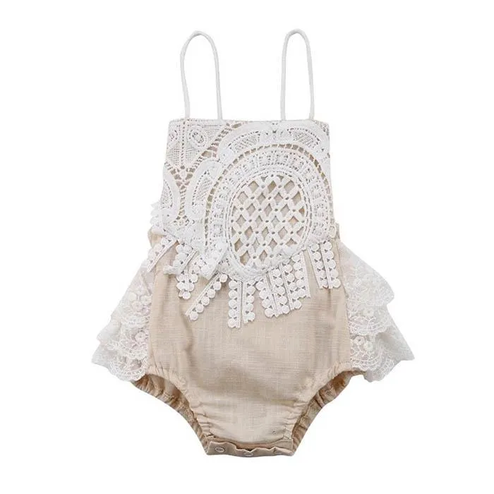 Backless Vintage Baby Romper