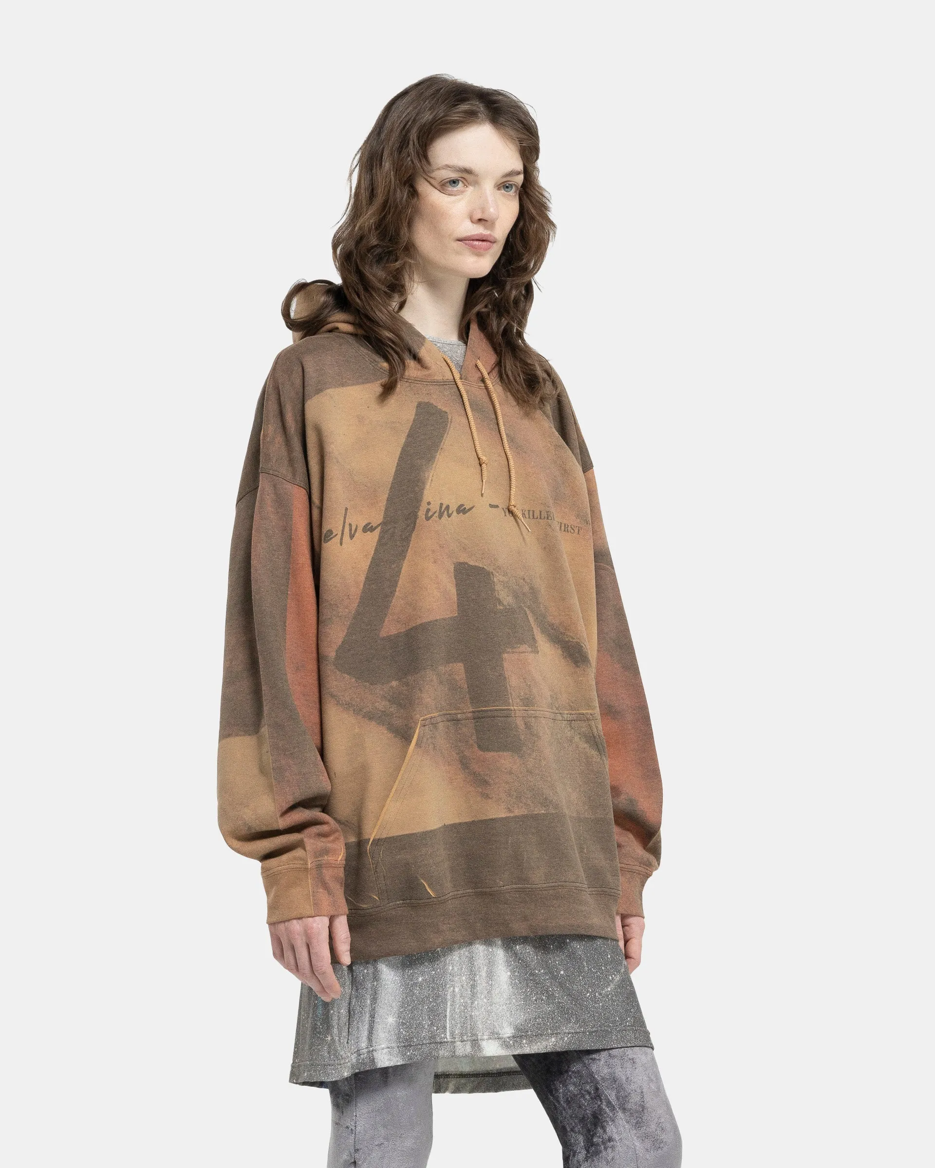 BB Printed Hoodie in Brown