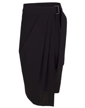 Belted Crinkle Pleated Wrap Skirt