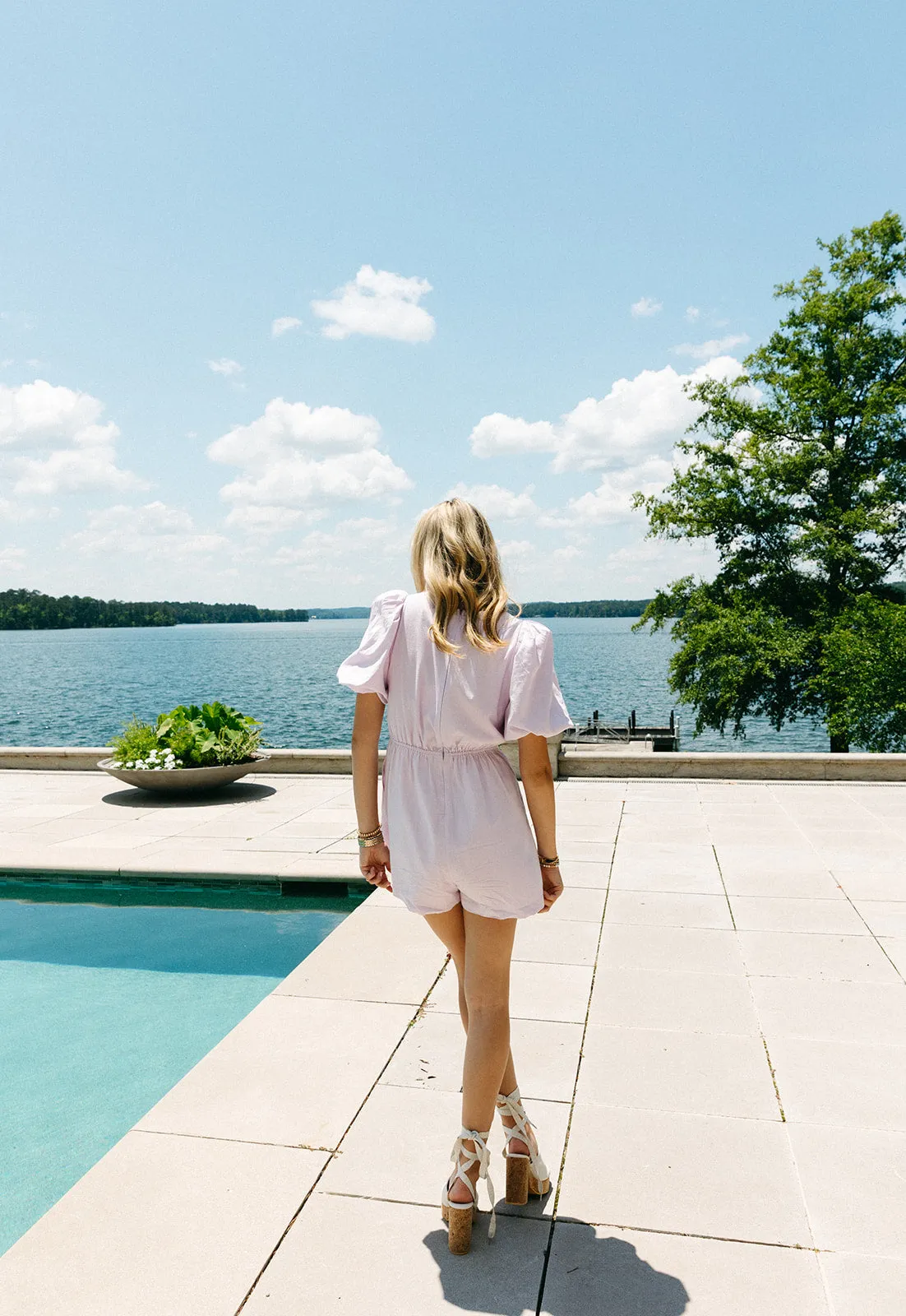 Bianca Bow Romper - Lavender