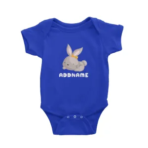 Birthday Friendly Animals Happy Rabbit Wearing Ribbon Addname Baby Romper