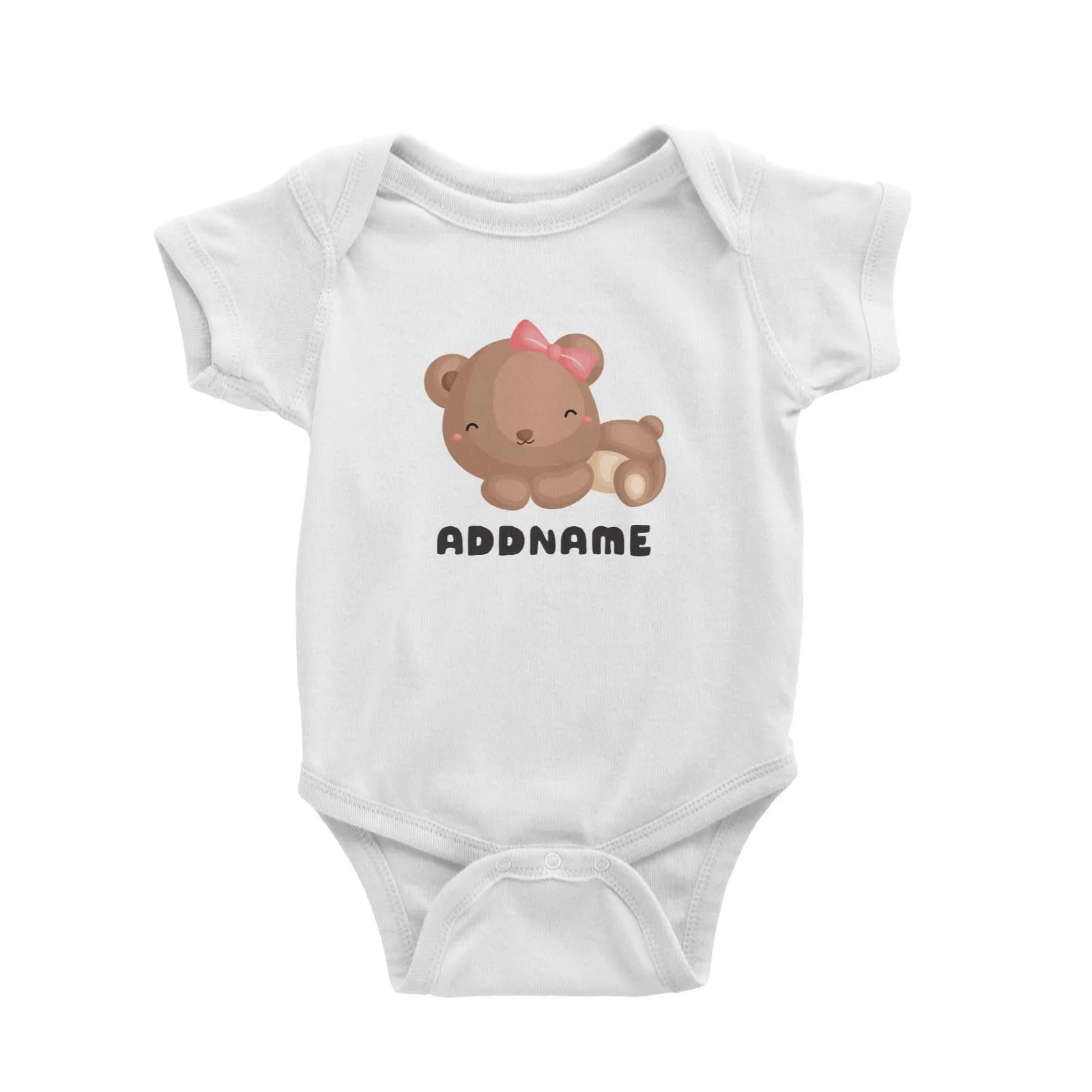 Birthday Friendly Animals Happy Sleeping Bear Addname Baby Romper