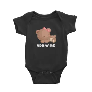 Birthday Friendly Animals Happy Sleeping Bear Addname Baby Romper