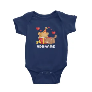 Birthday Friendly Animals Happy Two Dogs Open Present Addname Baby Romper