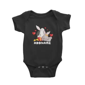 Birthday Friendly Animals Happy Two Rabbits Open Present Addname Baby Romper