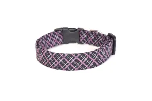 Black & Purple Plaid Dog Collar