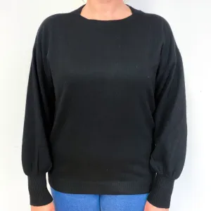 Black Balloon Sleeve Cashmere Crew Neck Jumper Large