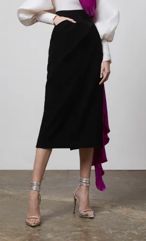 Black Draped Pencil Skirt