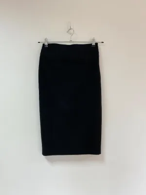 Black Pencil Skirt With Back Buckle, Express, Size 6 (Polyester, Viscose)