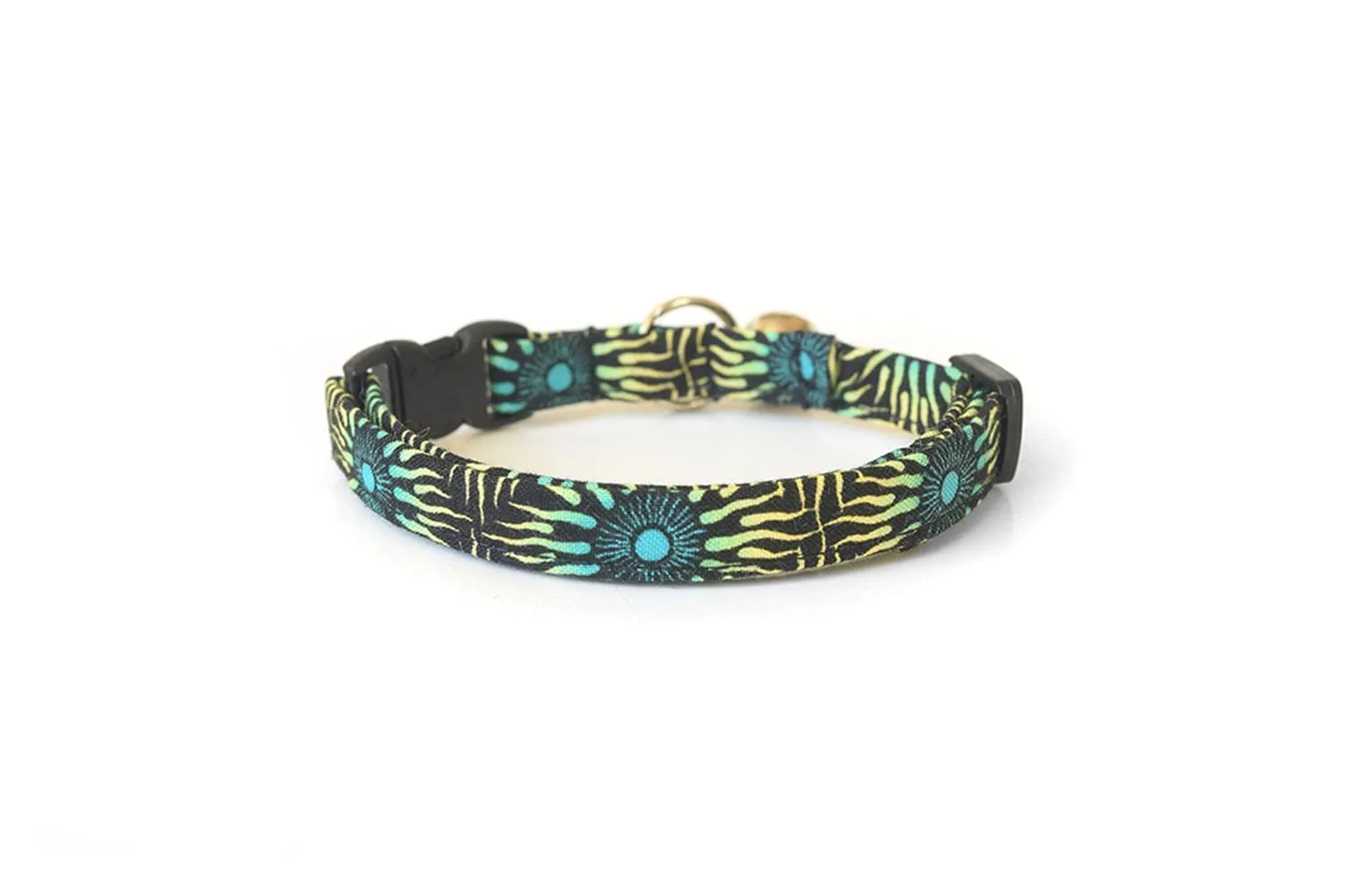 Black with Yellow & Teal Blue Suns Cat Collar