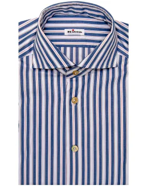 Blue and Orange Multi Stripe Dress Shirt