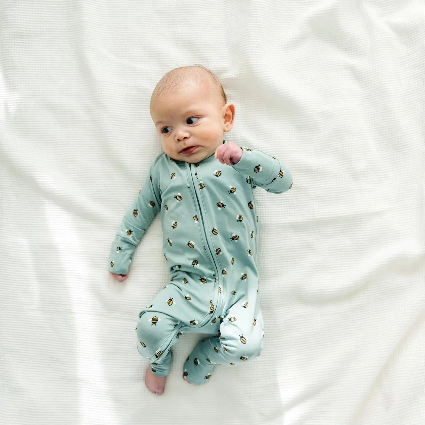 Blue Bees Zip Romper