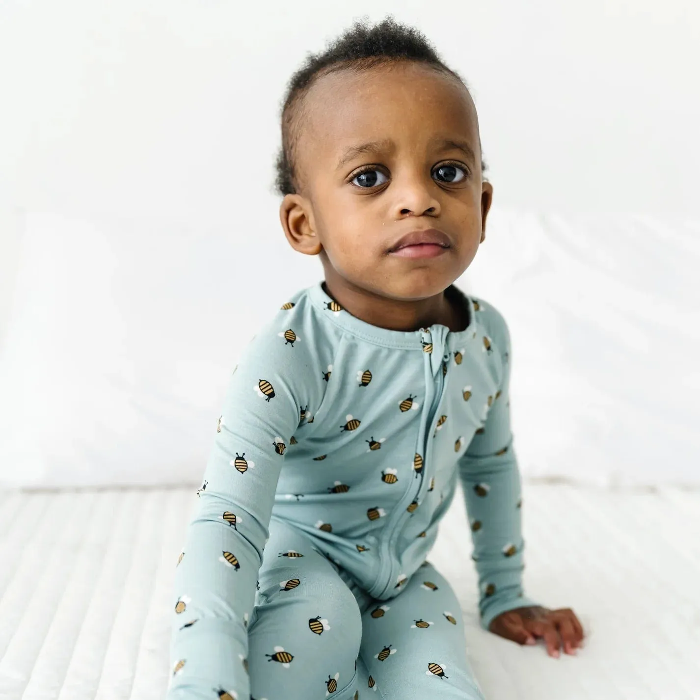 Blue Bees Zip Romper