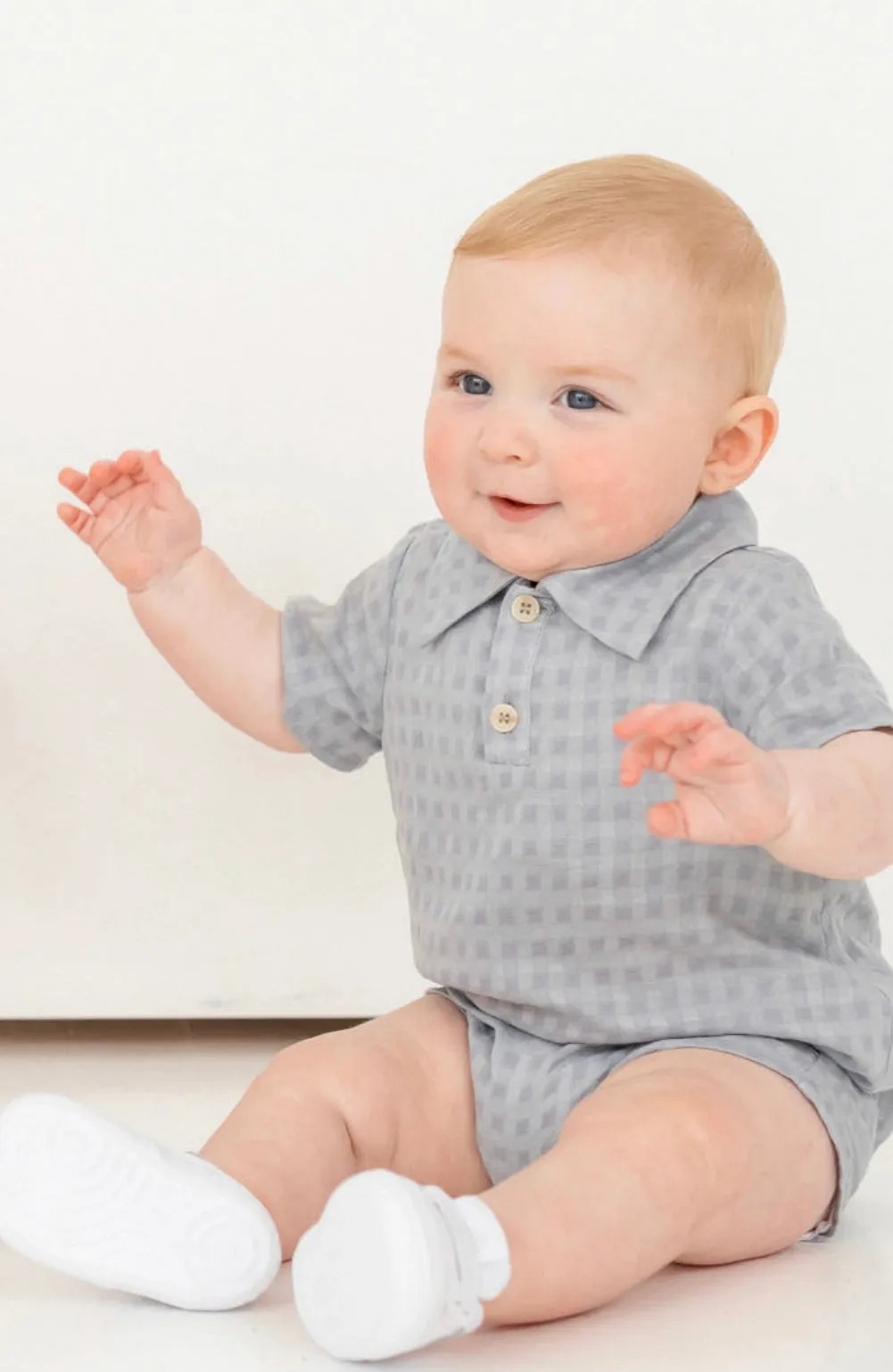 Blue Check Romper