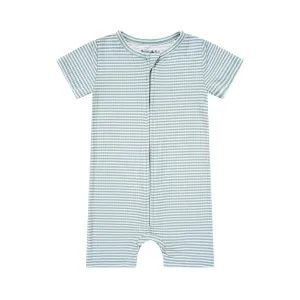 Blue Small Stripe Summer Zip Romper