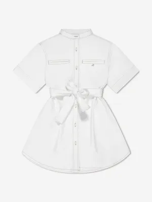 Bonpoint Girls Christa Belted Shirt Dress in White