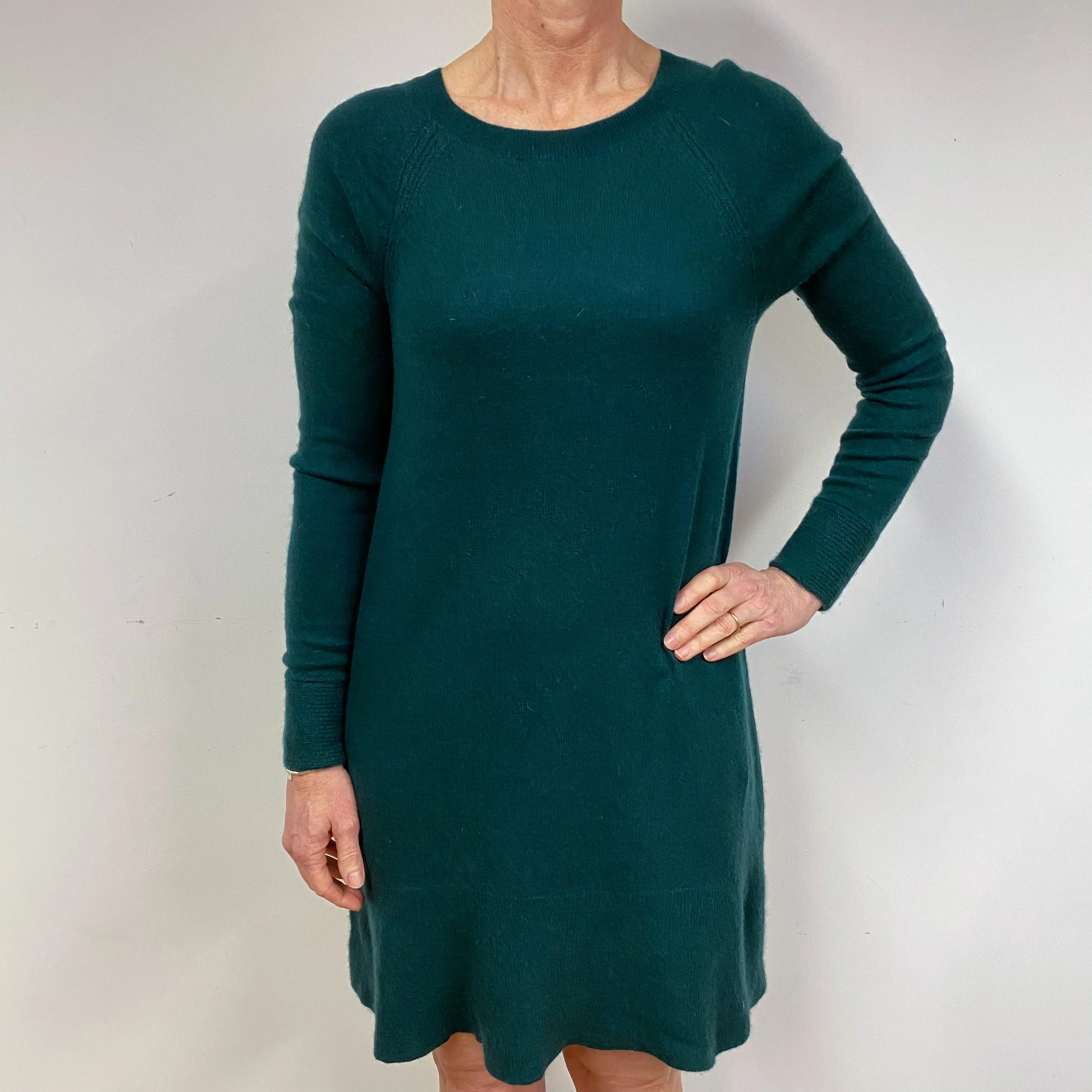 Bottle Green Cashmere A-Line Dress Medium