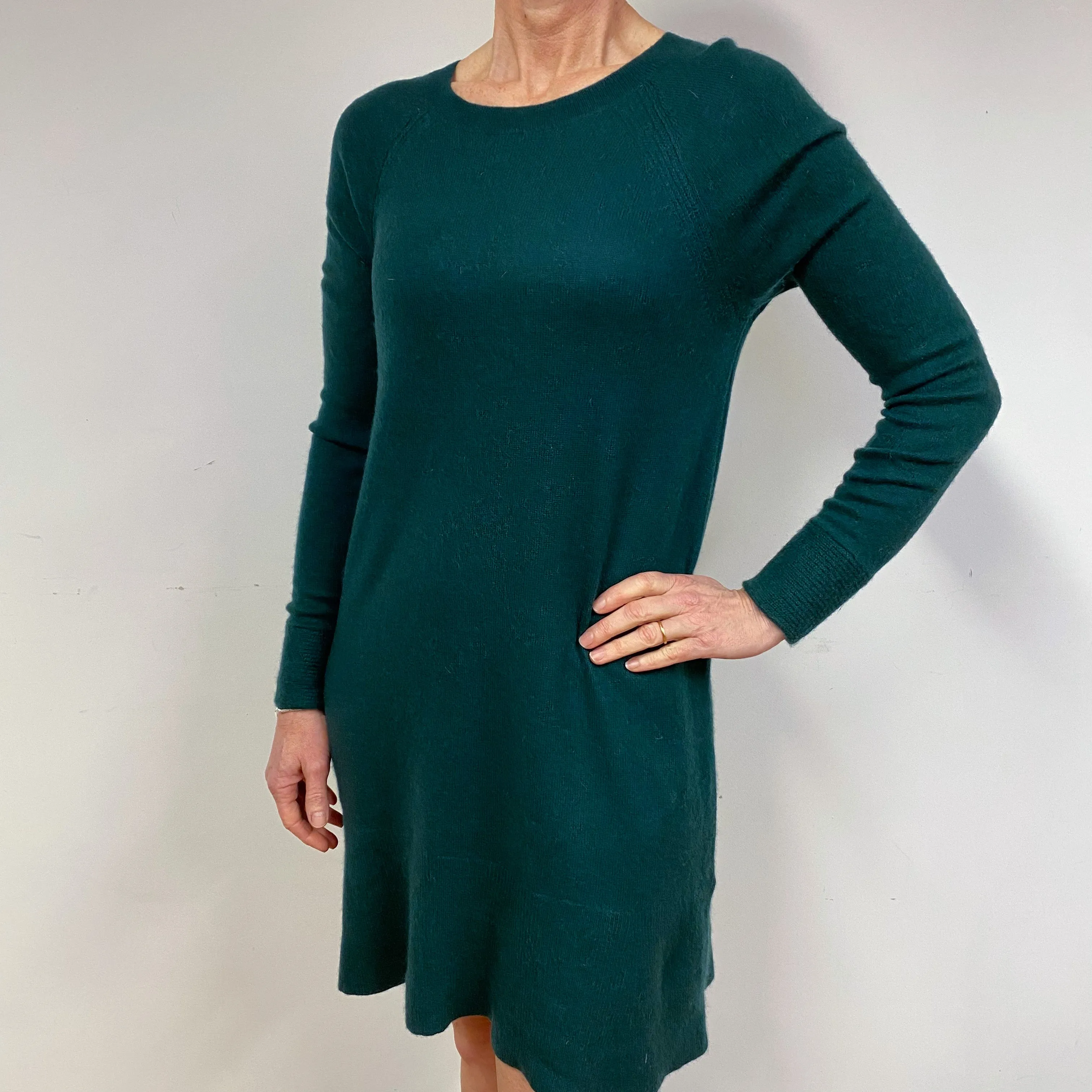 Bottle Green Cashmere A-Line Dress Medium