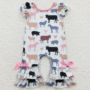 Boutique Infant Baby Girls Rompers Animal Farm Short Sleeve Romper SR0328