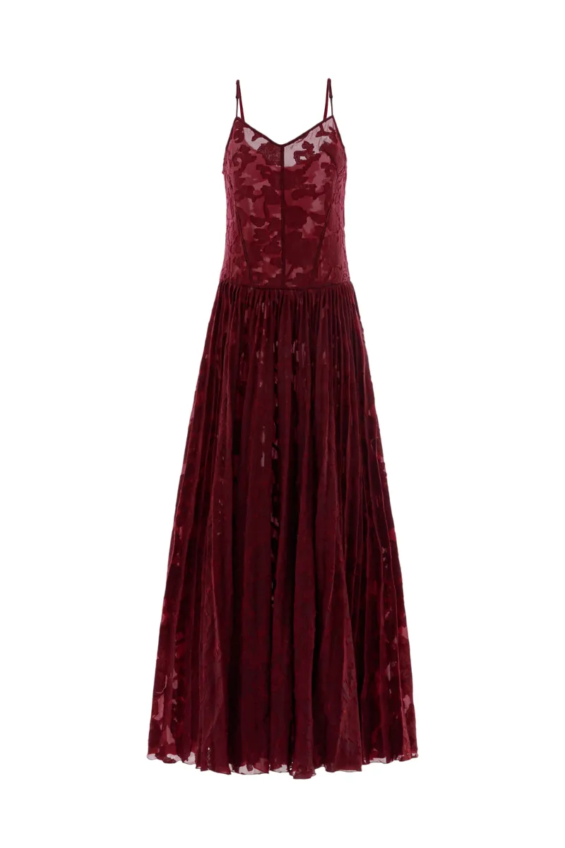 BRITTANY FLARED CAMISOLE BROCADE ORGANZA MAXI DRESS