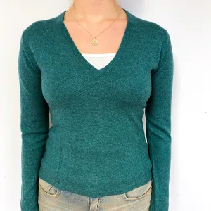 Brora Forest Green Cashmere V-Neck Jumper Small