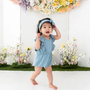 Bubble Romper in Dusty Blue