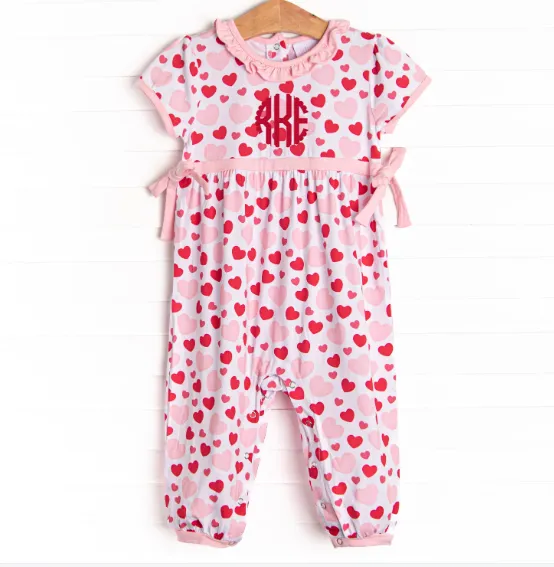 Bubbly Hearts Bubble Romper, Pink