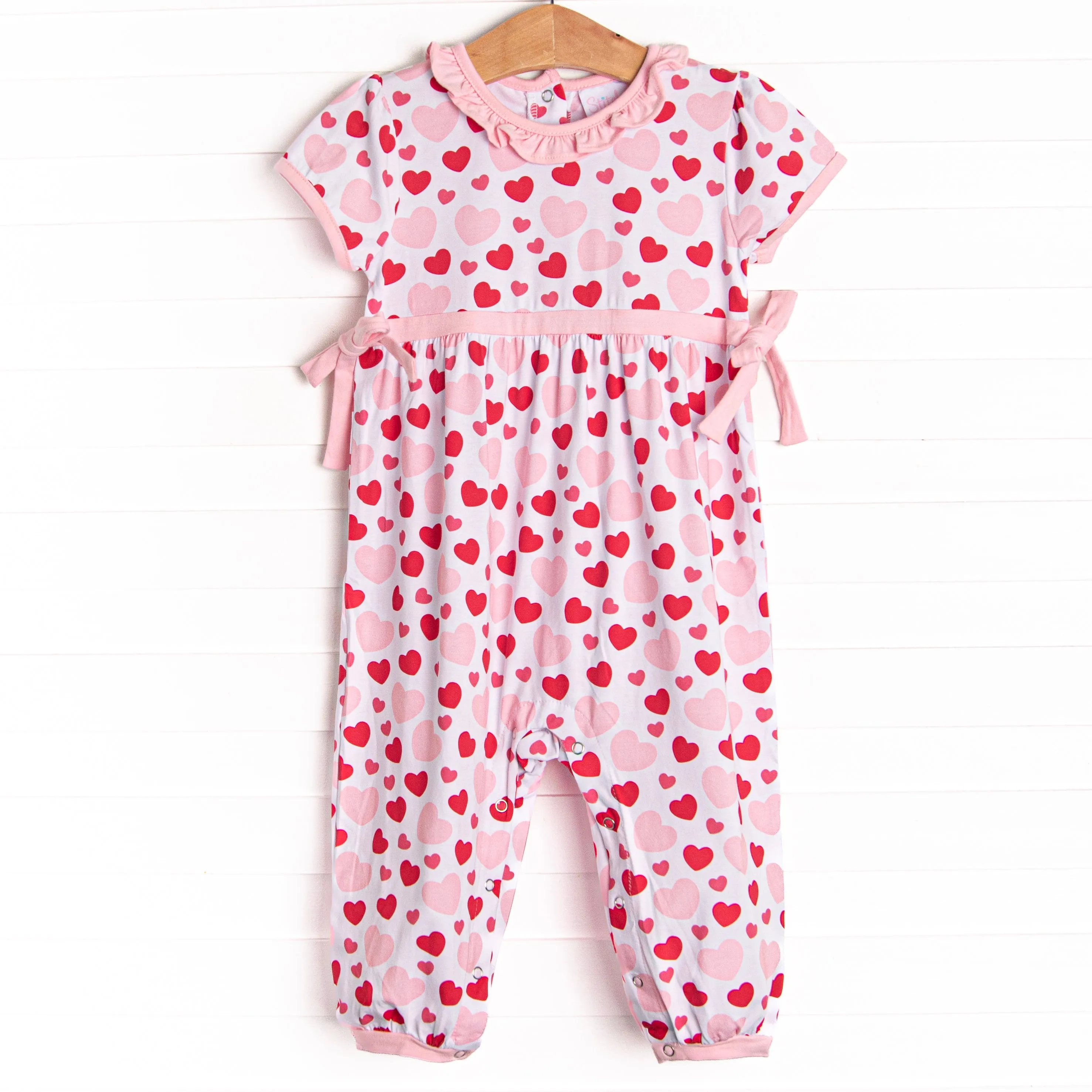 Bubbly Hearts Bubble Romper, Pink