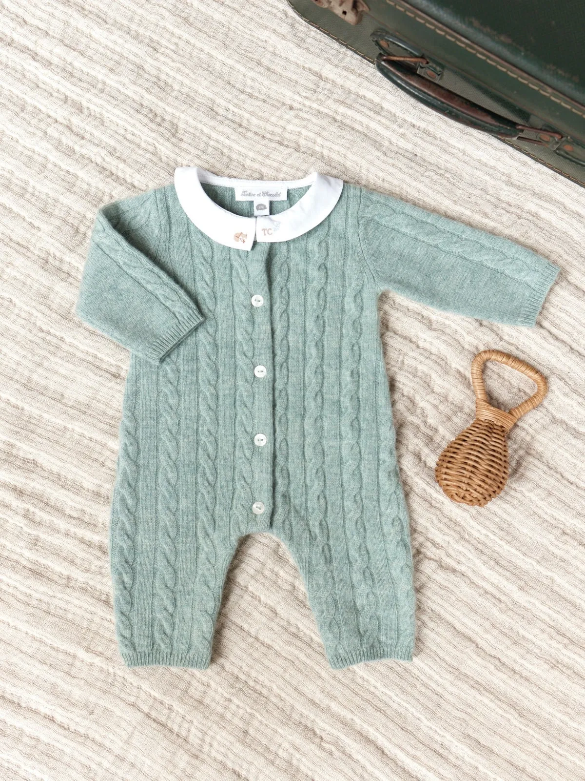 Cable Knit Collared Romper