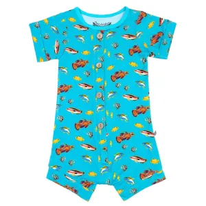 Calypso Fish Short Two-way Zippy Romper With Faux Buttons (0-24m)