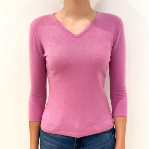 Candy Pink Cashmere V-Neck Jumper Extra Small Petite