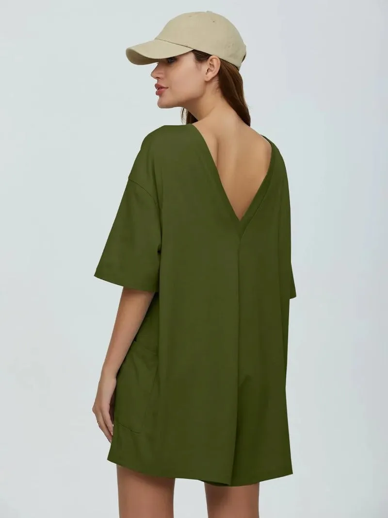 Casual Oversized Design V-Back Jumpsuits