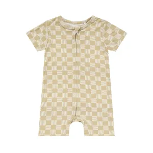 Checkered Lines Summer Zip Romper