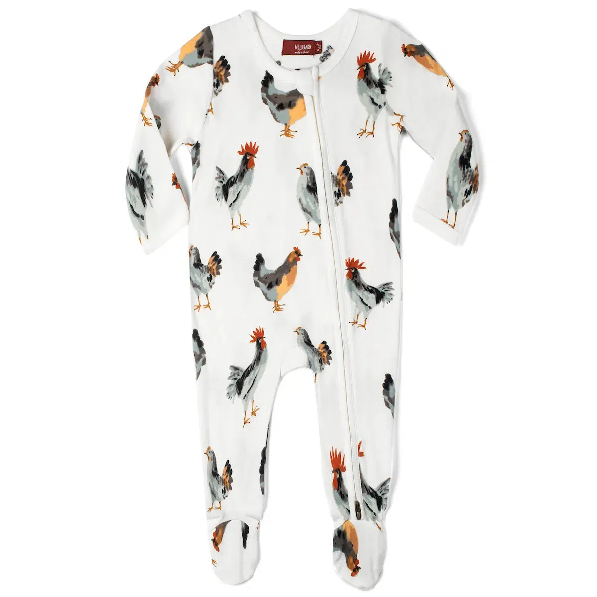 Chicken Organic Cotton Zipper Footed Romper